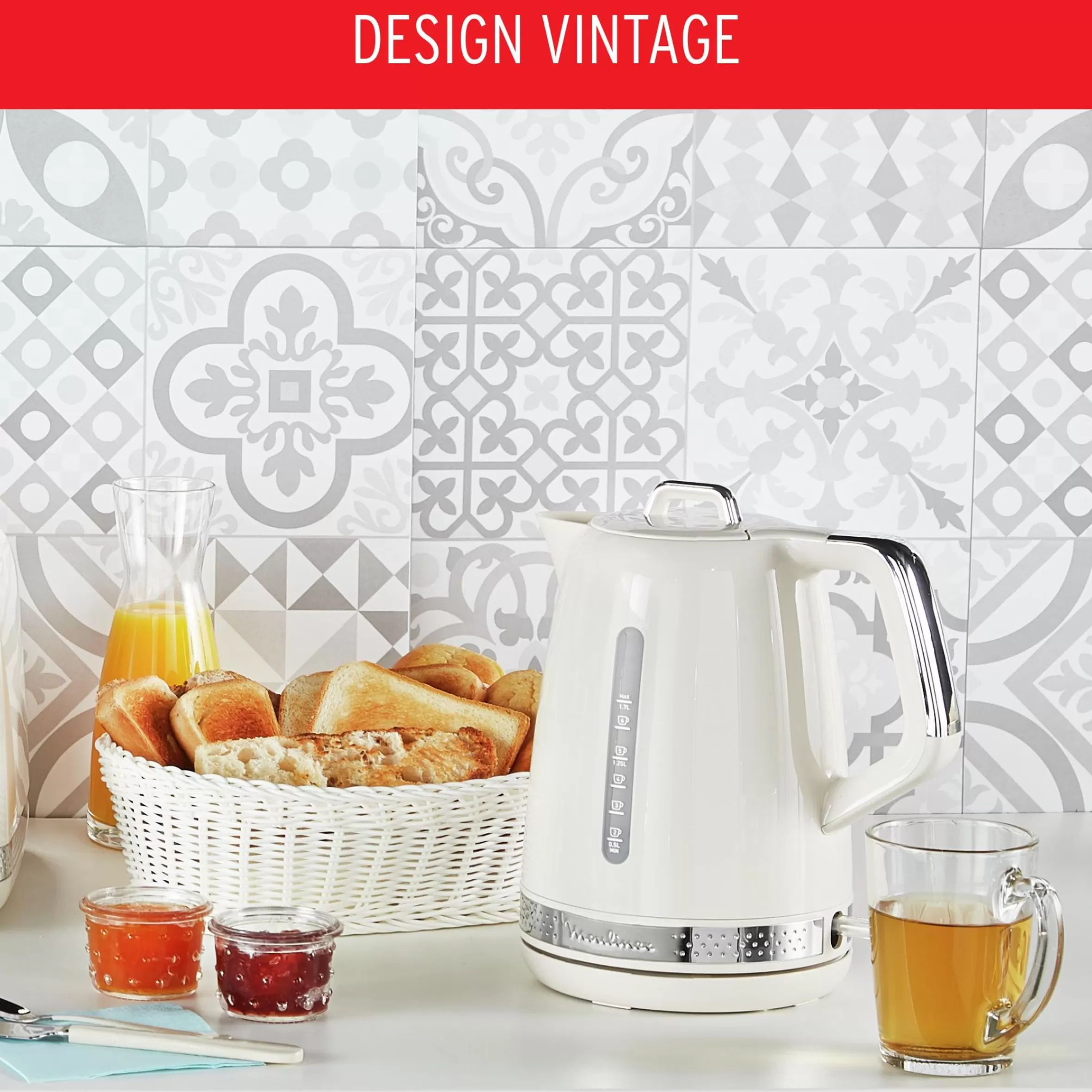 Bouilloire Electrique Soleil Ivoire, 1,7 L, Design Retro Vintage-Moulinex Fashion