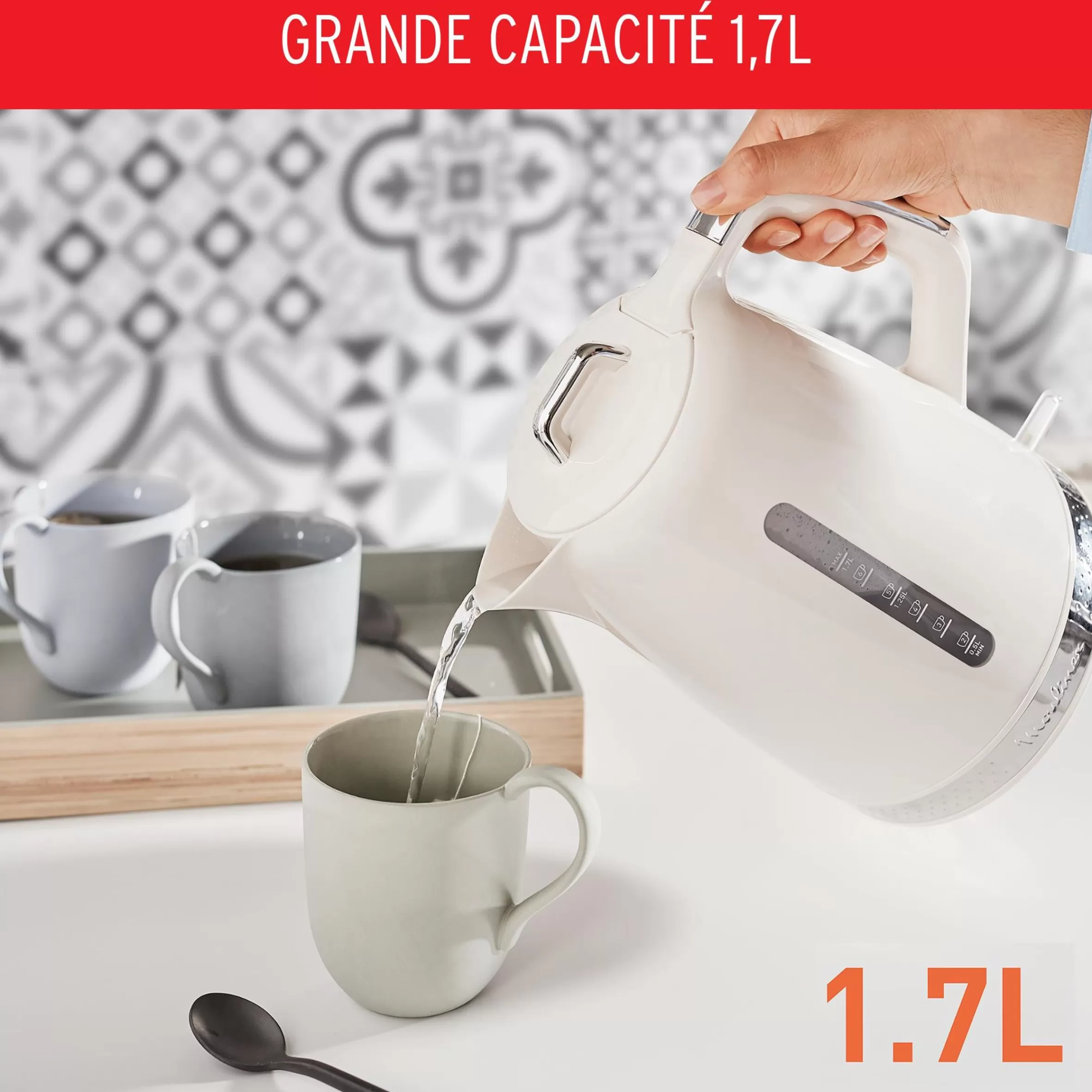 Bouilloire Electrique Soleil Ivoire, 1,7 L, Design Retro Vintage-Moulinex Fashion