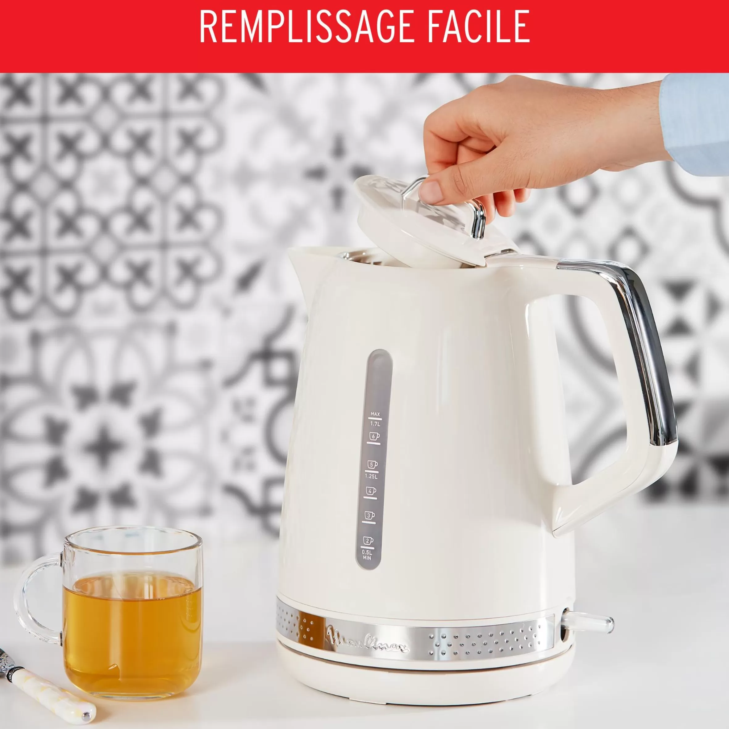 Bouilloire Electrique Soleil Ivoire, 1,7 L, Design Retro Vintage-Moulinex Fashion