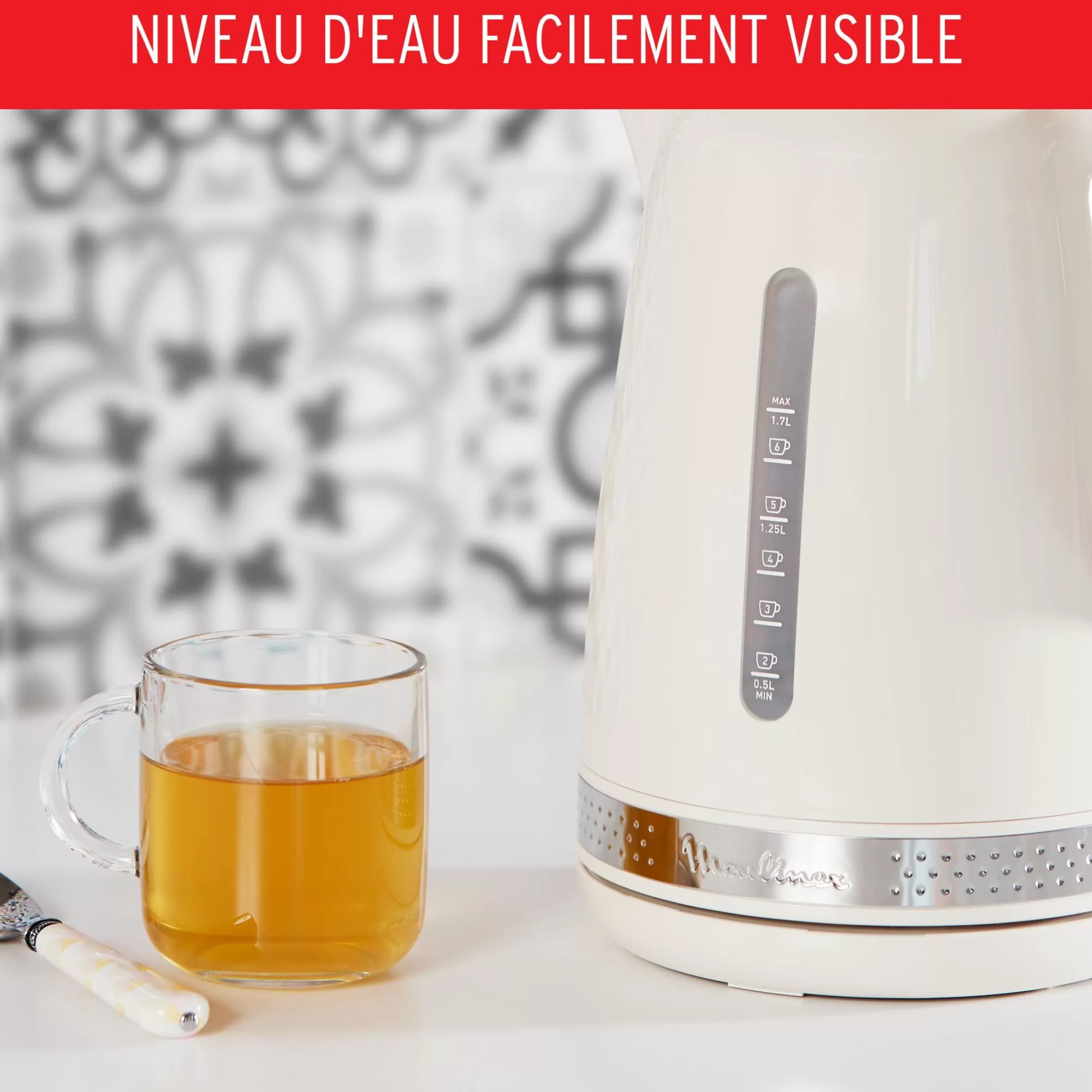 Bouilloire Electrique Soleil Ivoire, 1,7 L, Design Retro Vintage-Moulinex Fashion