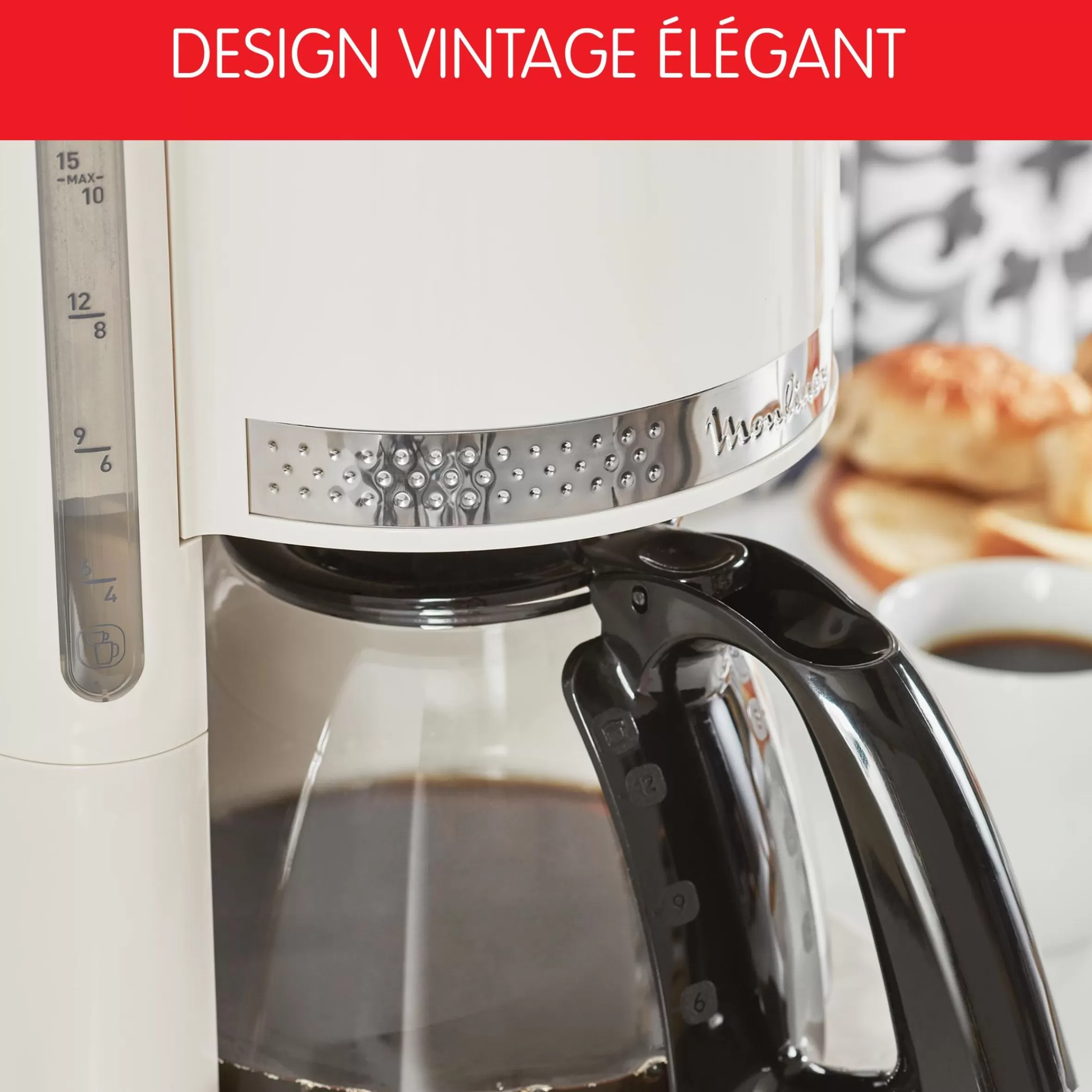Cafetiere Filtre Soleil Ivoire, Design Vintage, Capacite 1,25L,-Moulinex Best