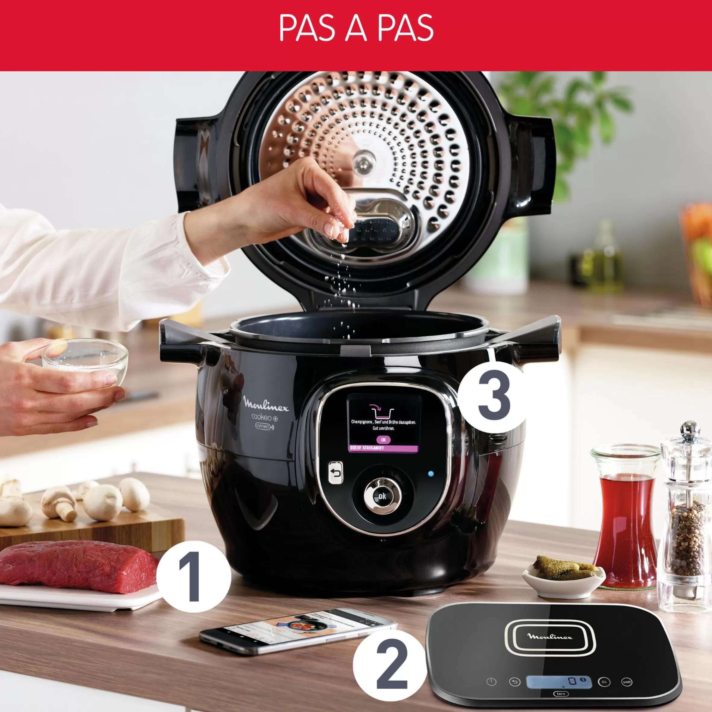 Cookeo + Connect, Multicuiseur Connecte, 6L (2/6 Pers.), Balance De Cuisine-Moulinex Fashion