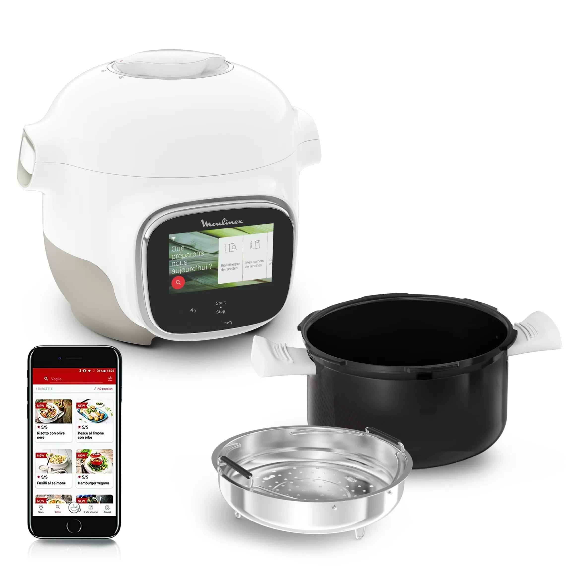 Cookeo Touch Mini, Multicuiseur Connecte, 3L (2 Pers.), Ecran Tactile-Moulinex Sale