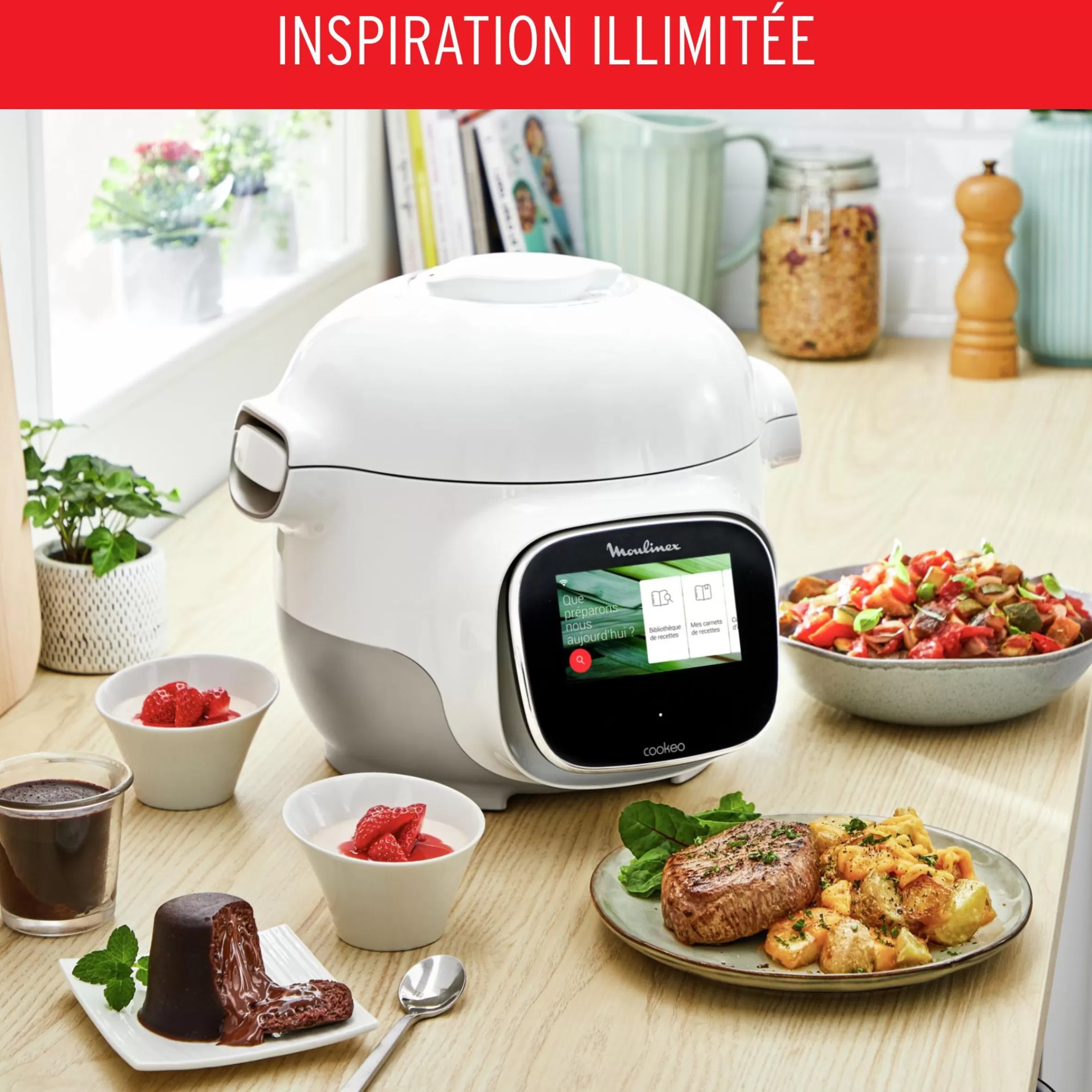 Cookeo Touch Mini, Multicuiseur Connecte, 3L (2 Pers.), Ecran Tactile-Moulinex Sale