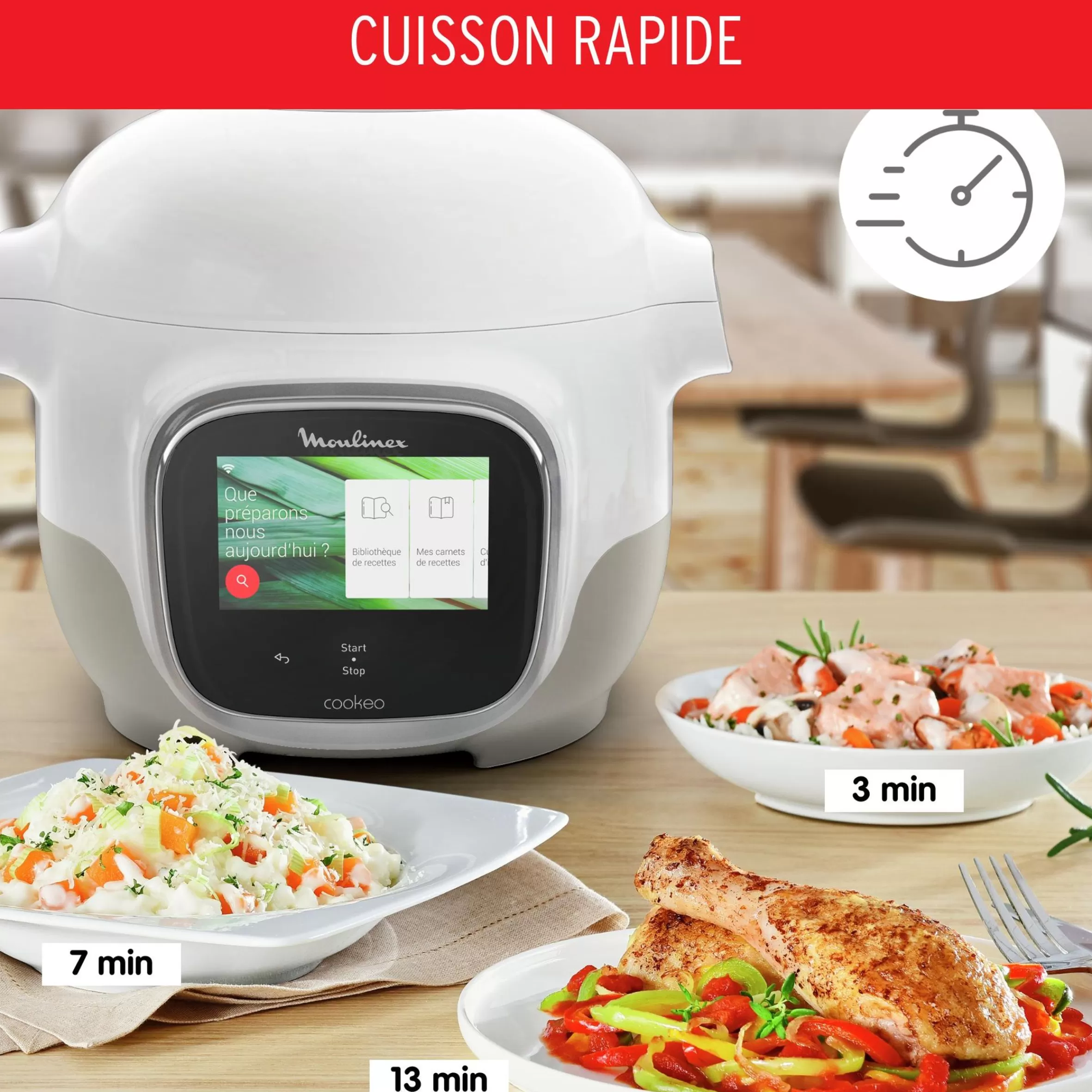 Cookeo Touch Mini, Multicuiseur Connecte, 3L (2 Pers.), Ecran Tactile-Moulinex Sale