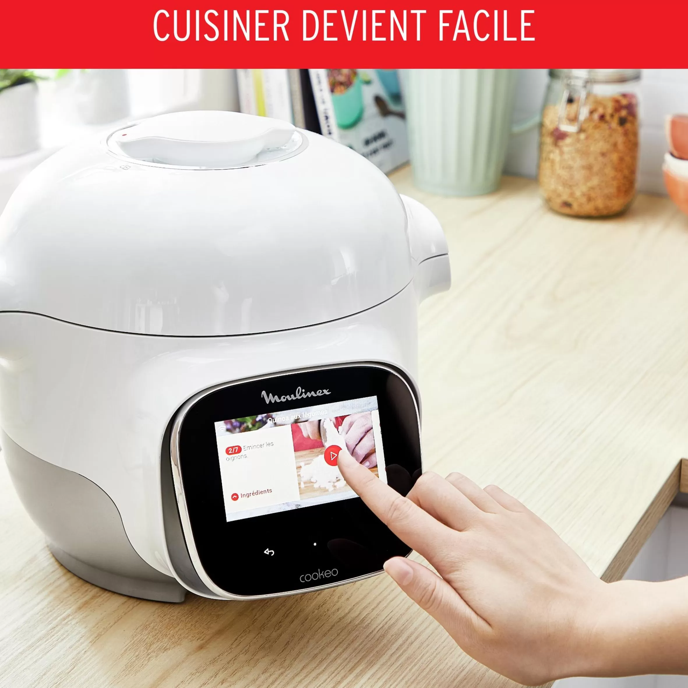 Cookeo Touch Mini, Multicuiseur Connecte, 3L (2 Pers.), Ecran Tactile-Moulinex Sale
