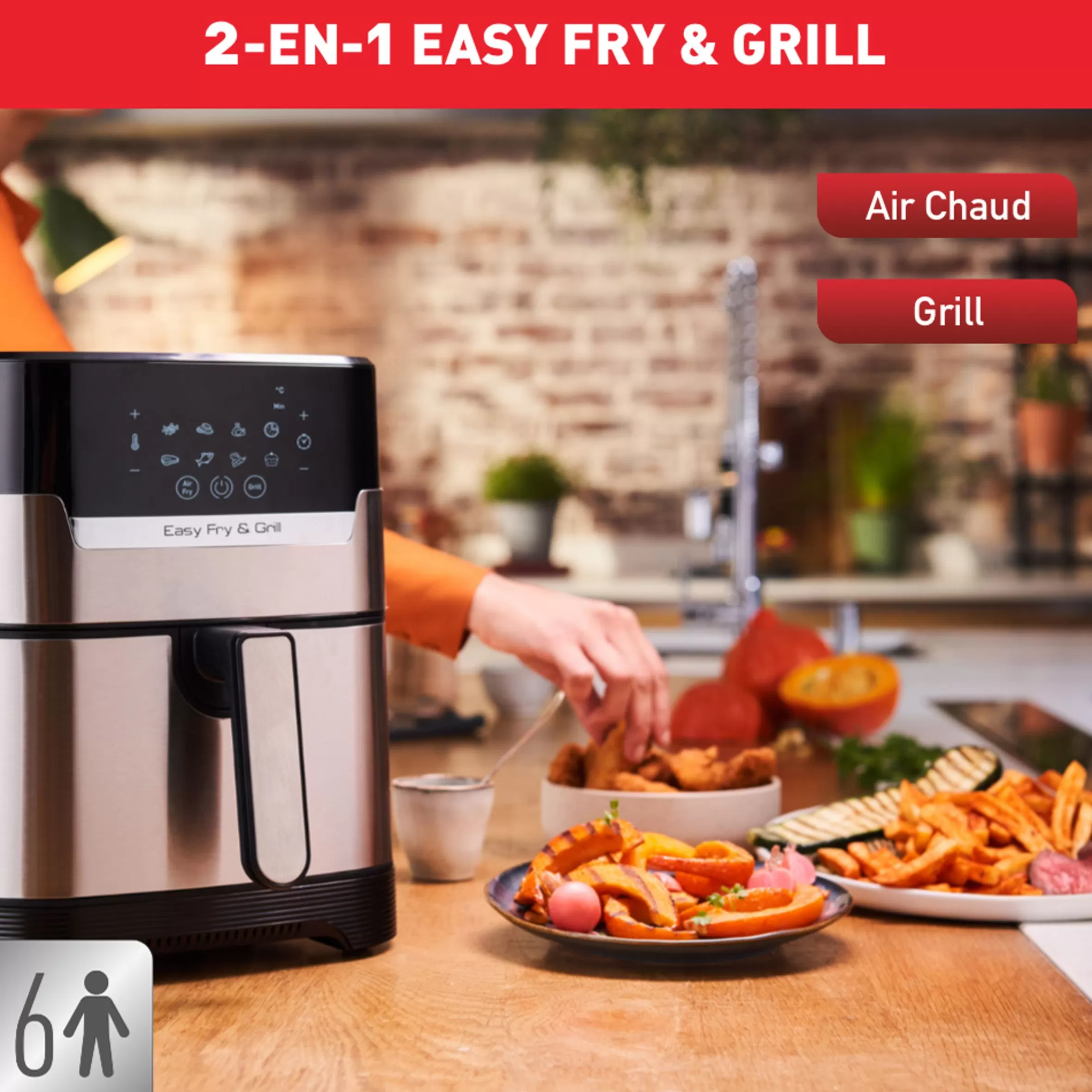 Easy Fry & Grill, Friteuse Sans Huile 4,2L (6 Pers.), Air Fryer, Grill, 8 Prog.,-Moulinex Shop