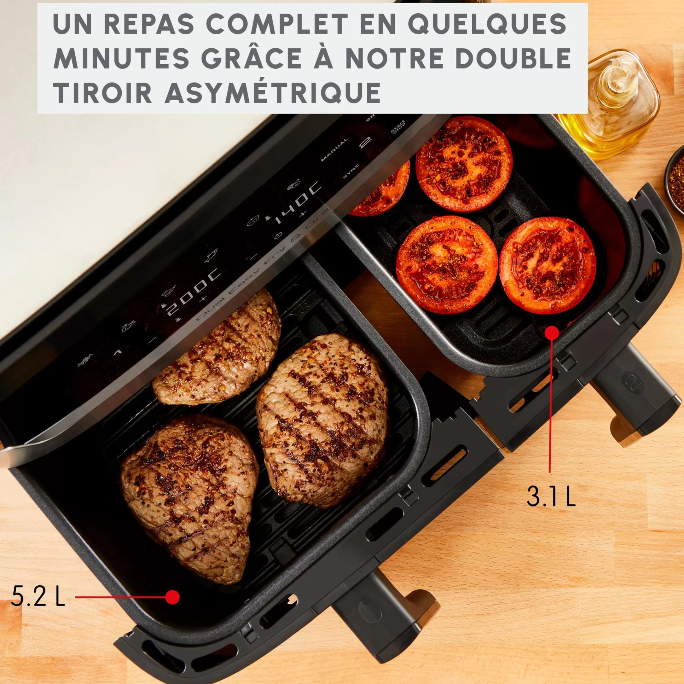 Friteuse A Air Dual Easy Fry & Grill 8,3 L En Acier Inoxydable-Moulinex Clearance