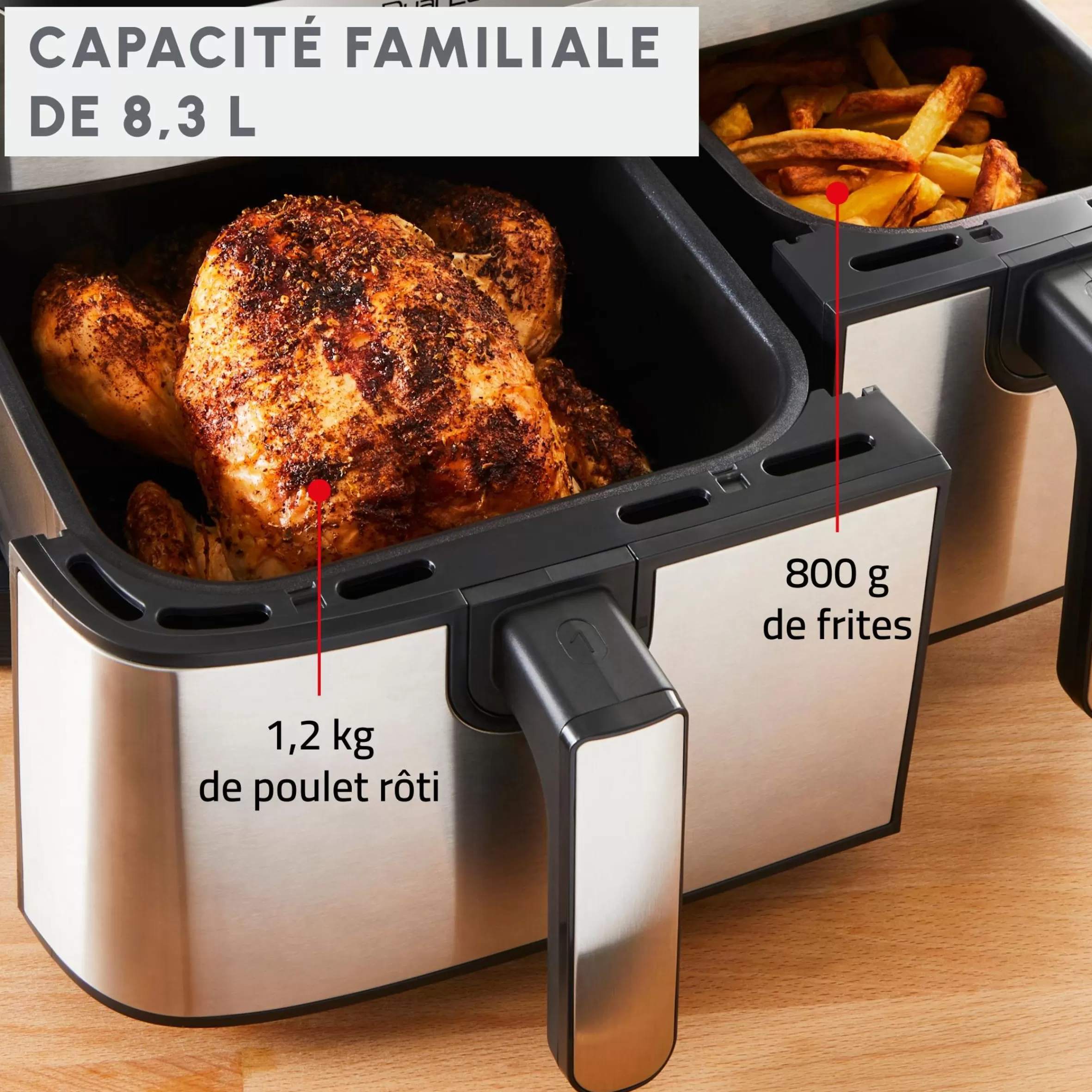 Friteuse A Air Dual Easy Fry & Grill 8,3 L En Acier Inoxydable-Moulinex Clearance