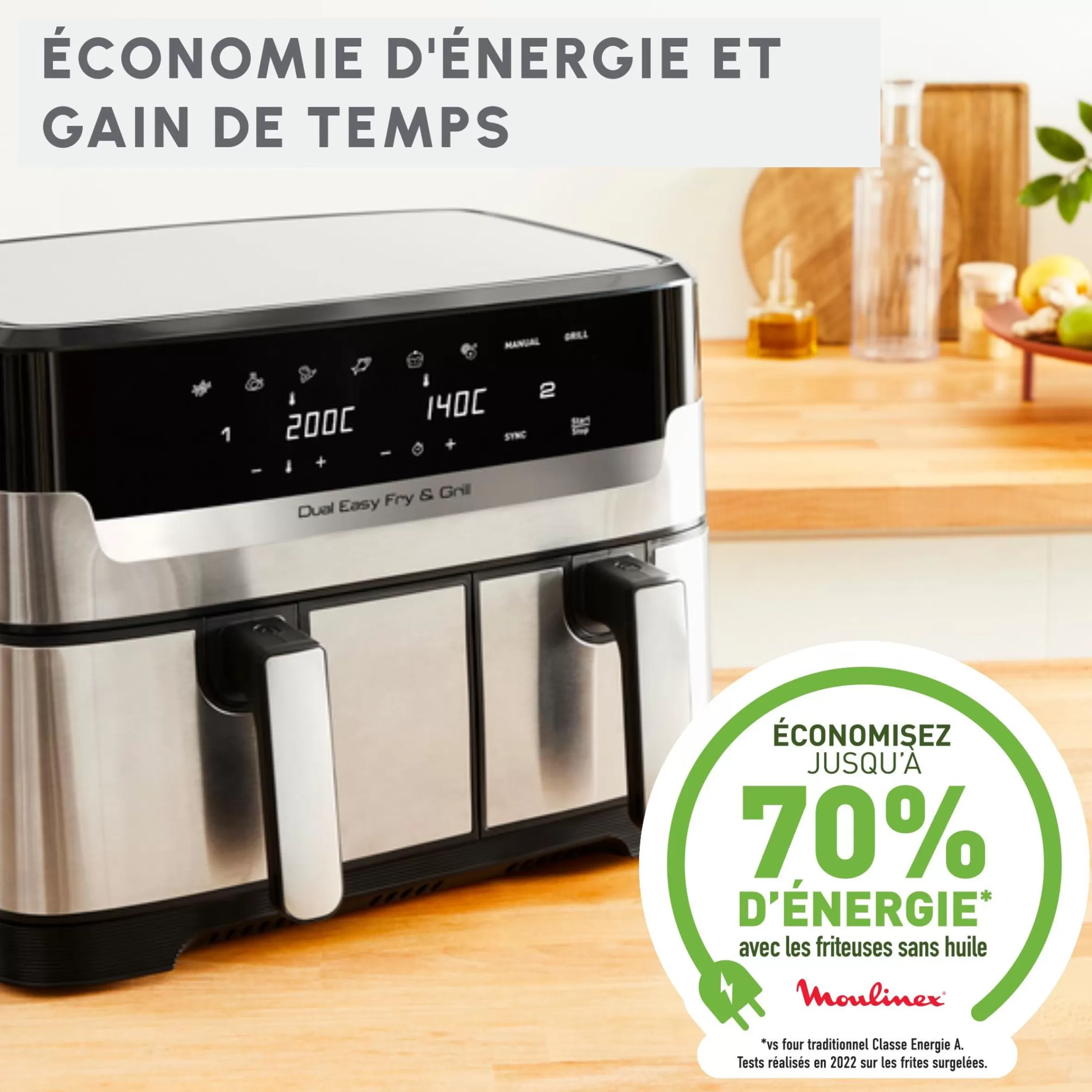 Friteuse A Air Dual Easy Fry & Grill 8,3 L En Acier Inoxydable-Moulinex Clearance