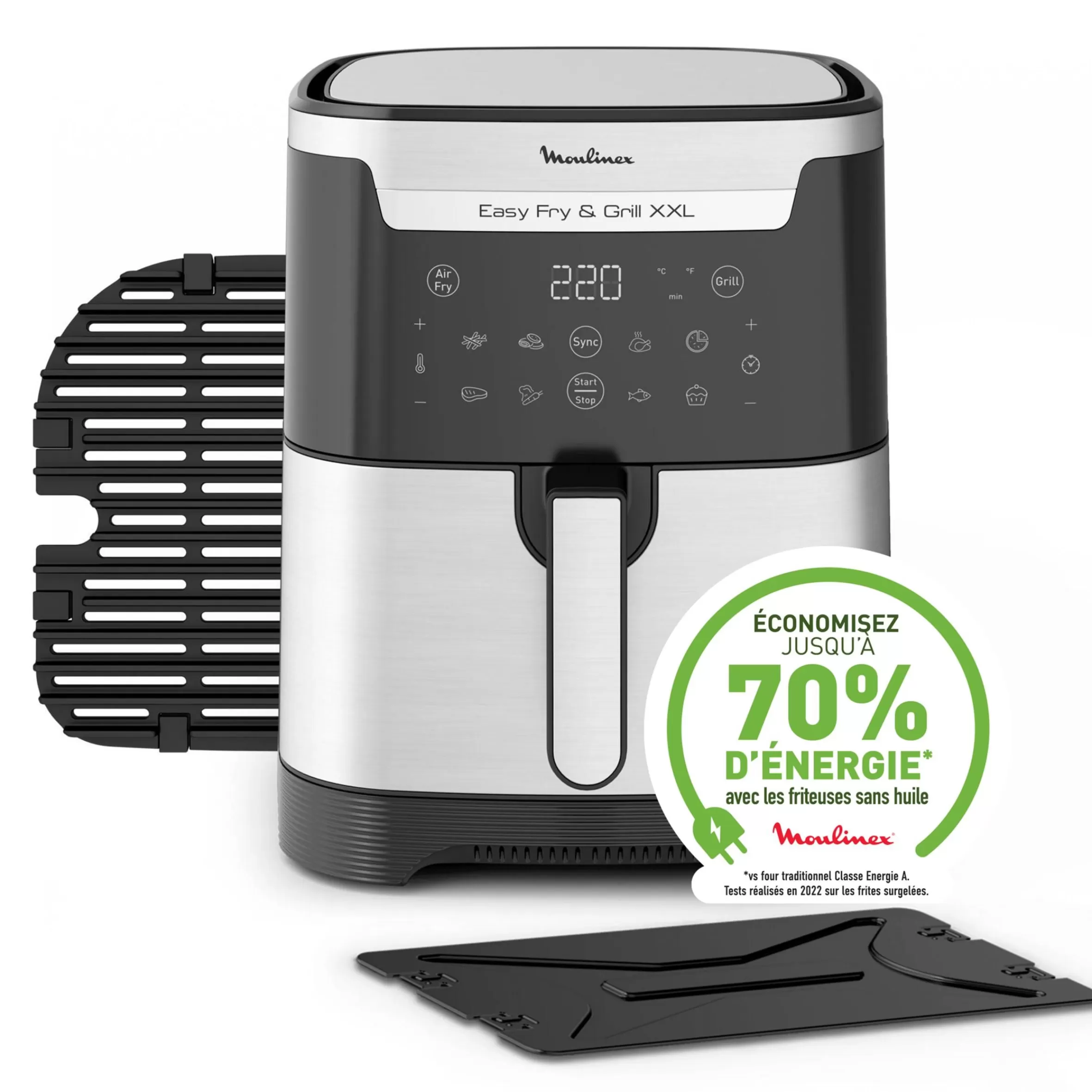 Friteuse A Air Easy Fry & Grill Xxl 6,5 L, Air Fryer, Grill, 8 Prog., 2 Zones Cuisson-Moulinex Outlet