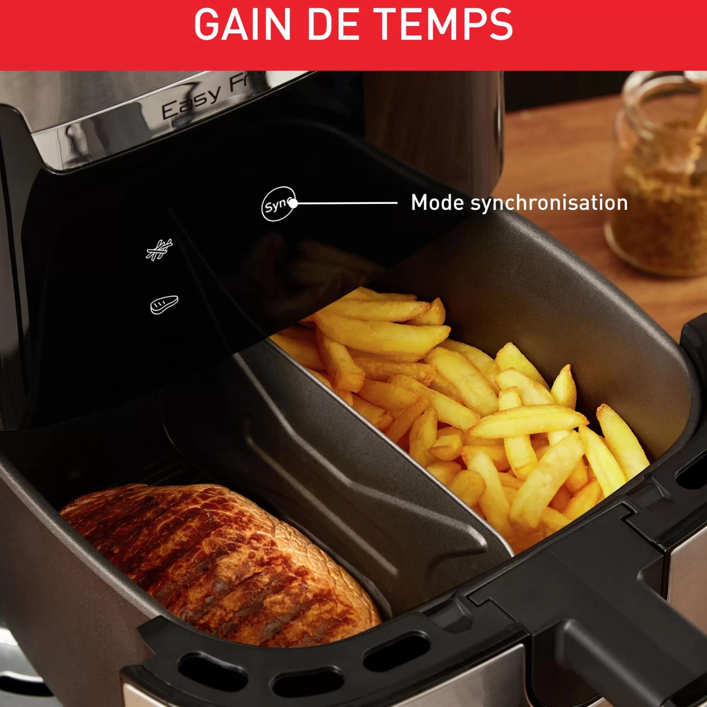 Friteuse A Air Easy Fry & Grill Xxl 6,5 L, Air Fryer, Grill, 8 Prog., 2 Zones Cuisson-Moulinex Outlet