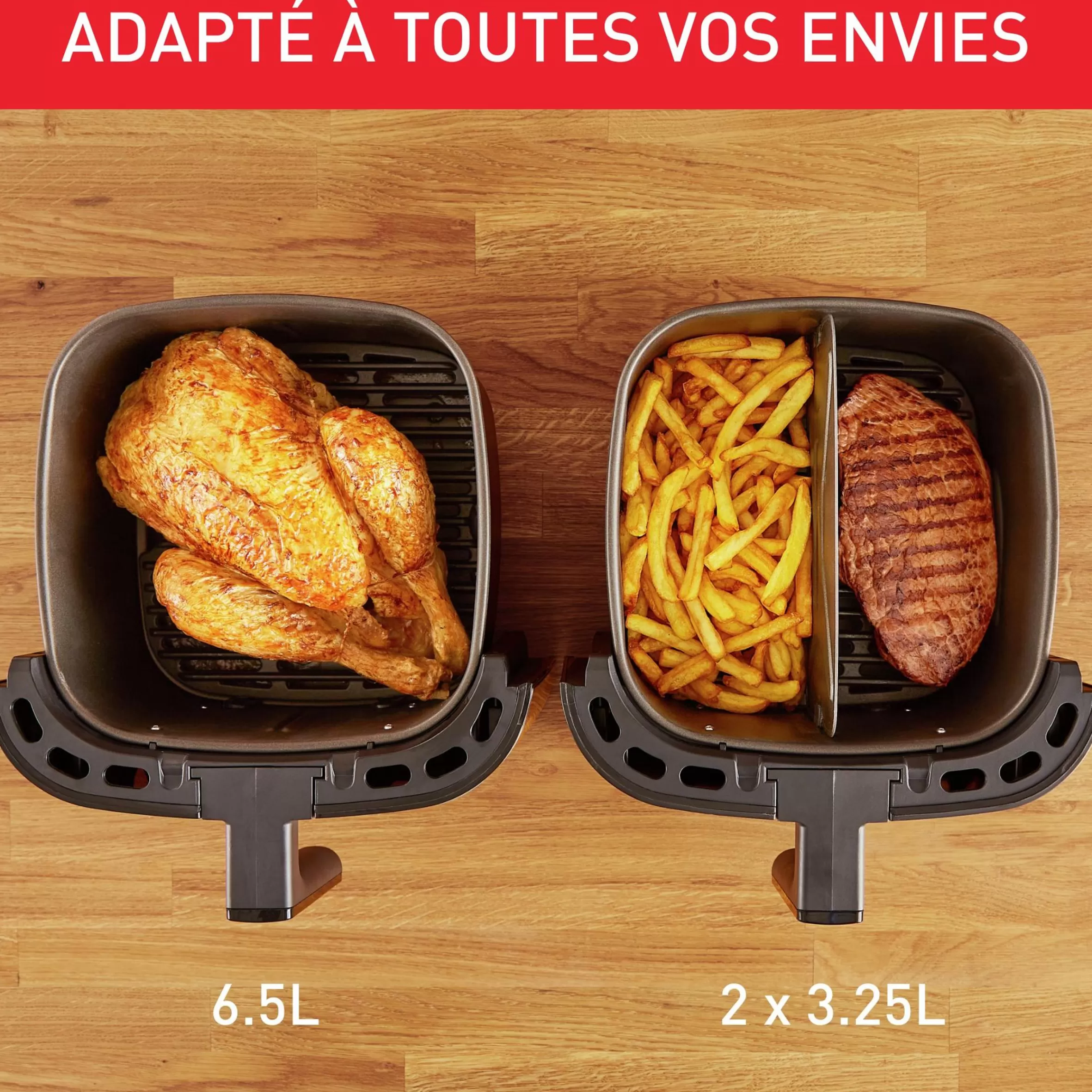 Friteuse A Air Easy Fry & Grill Xxl 6,5 L, Air Fryer, Grill, 8 Prog., 2 Zones Cuisson-Moulinex Outlet
