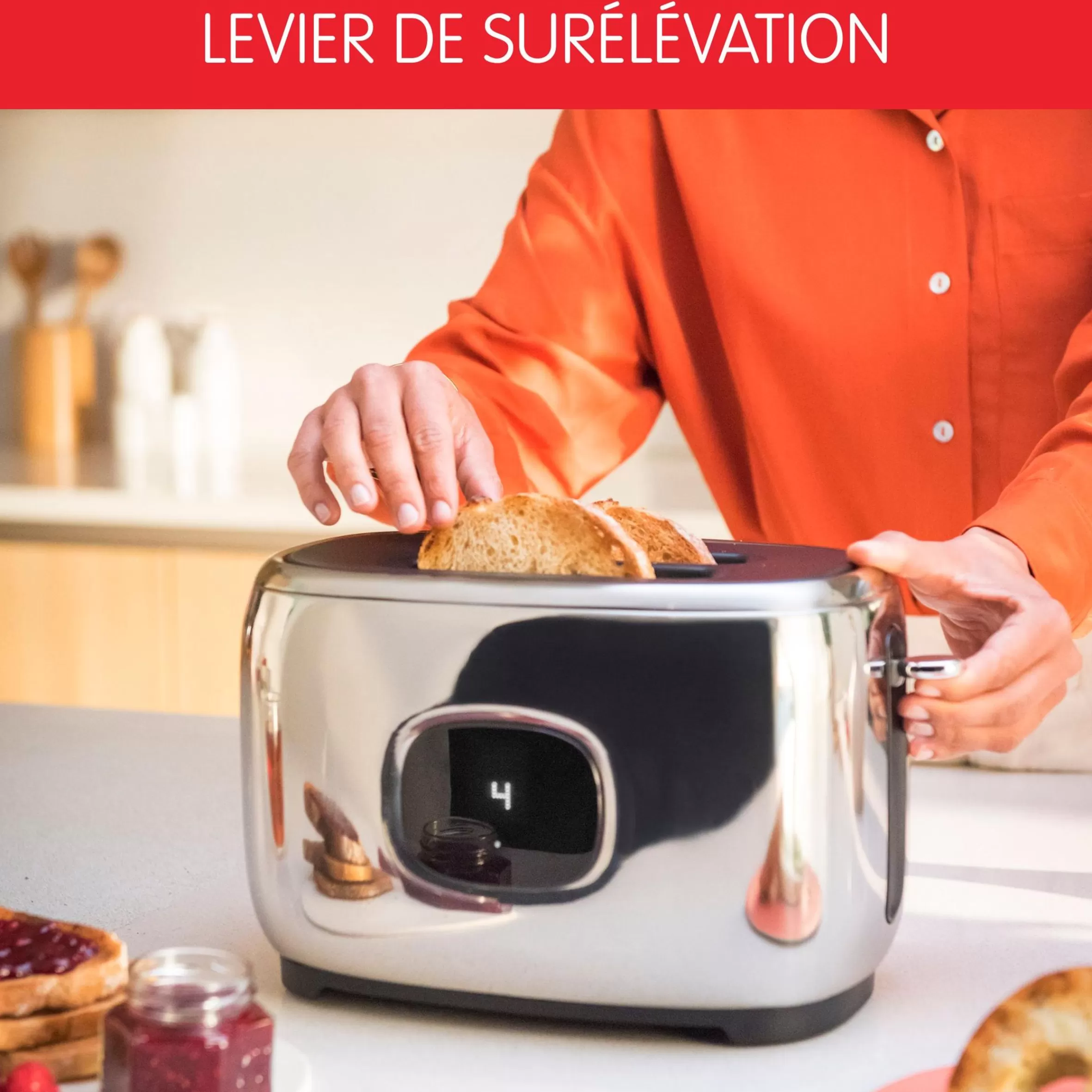 Grille Pain Inox 2 Fentes Majestuo Ecran Tactile Digital-Moulinex Discount