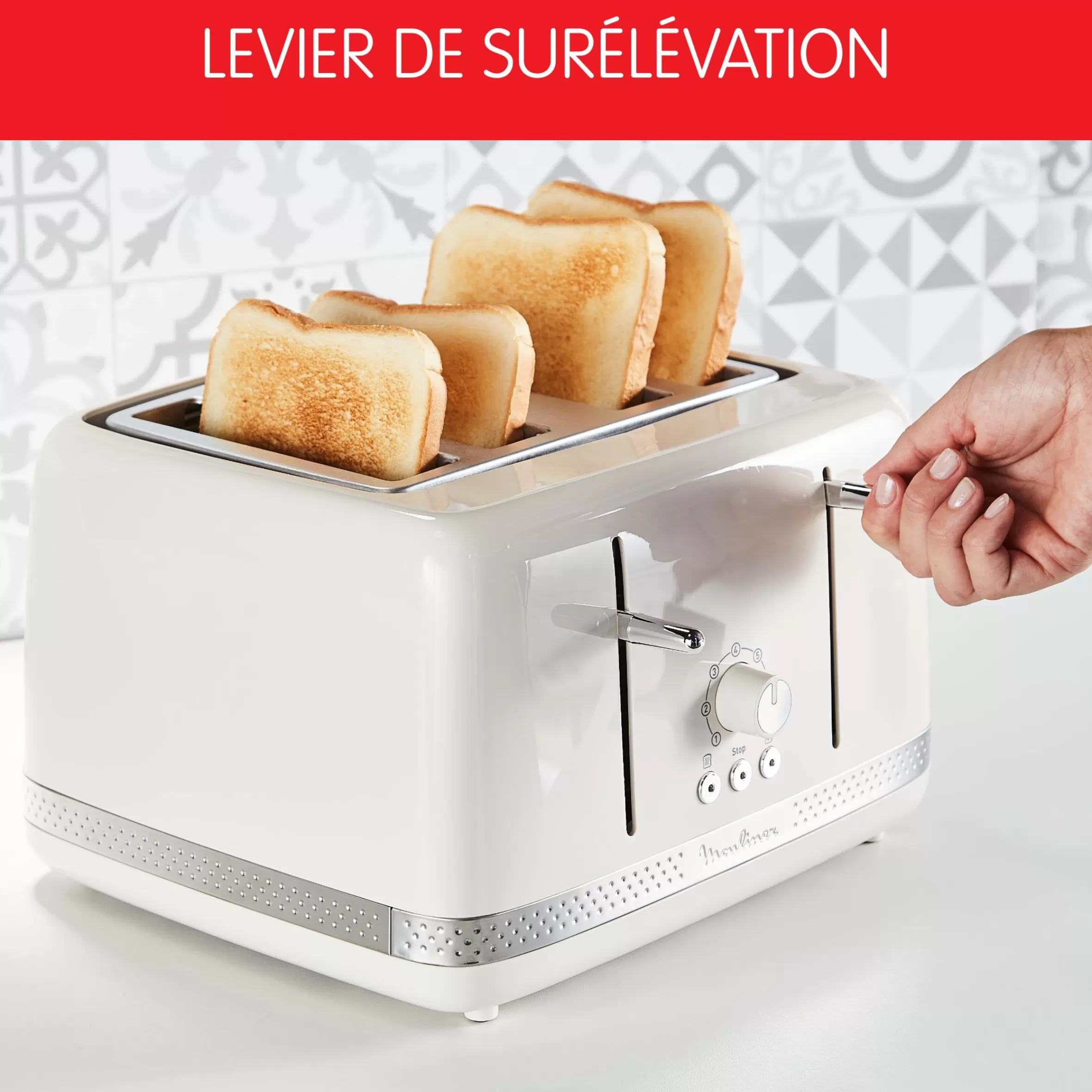 Grille-Pain Soleil Ivoire 4 Fentes Larges, Design Retro,1 700 W-Moulinex Best Sale
