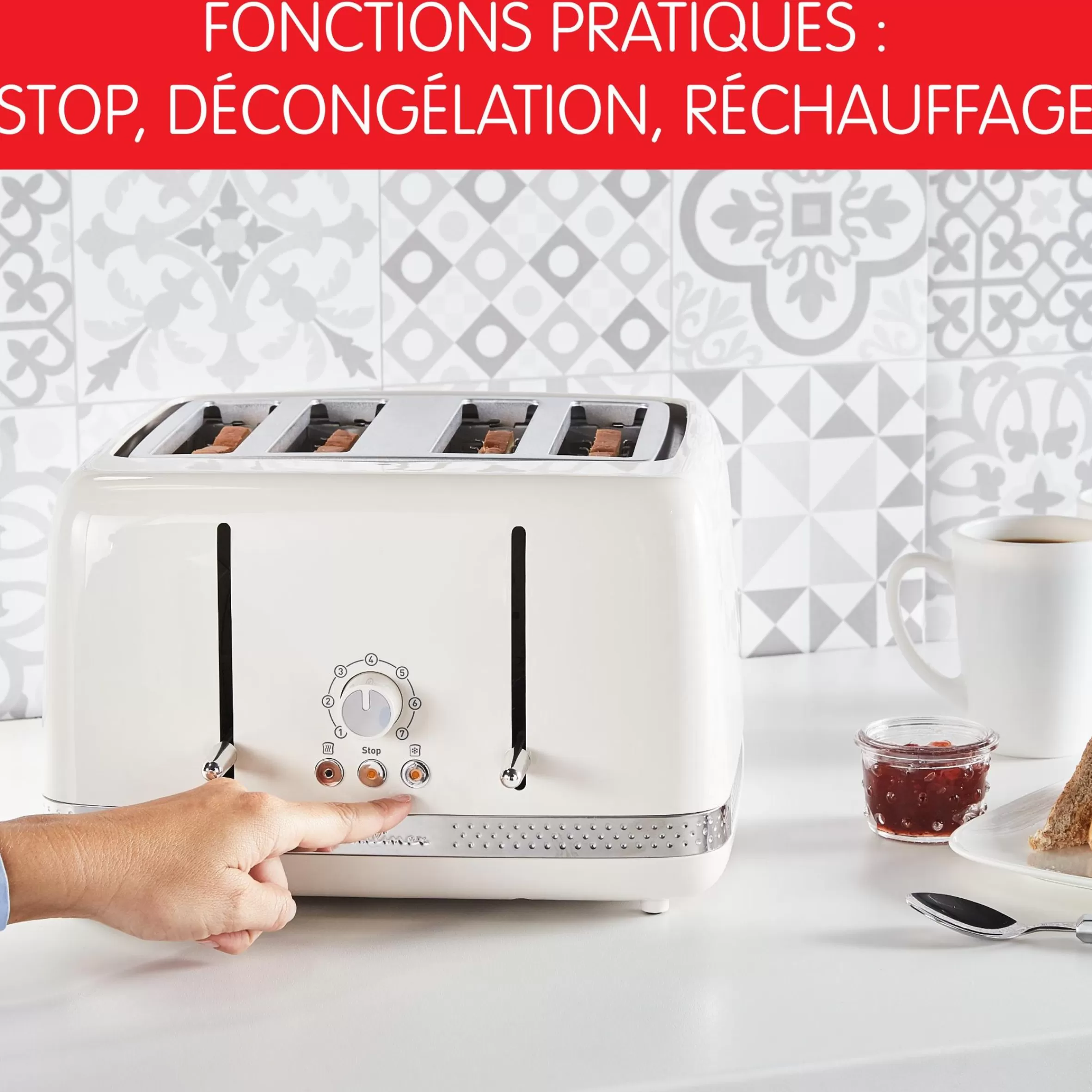 Grille-Pain Soleil Ivoire 4 Fentes Larges, Design Retro,1 700 W-Moulinex Best Sale