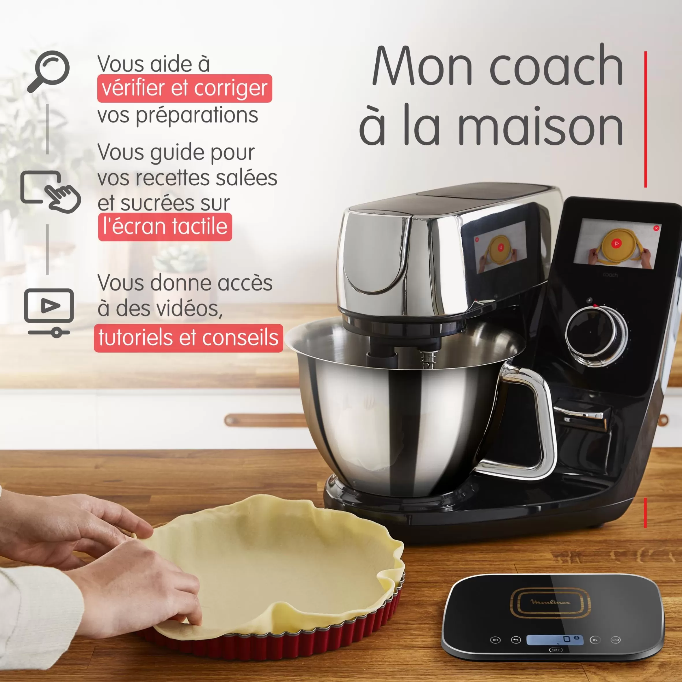 I-Coach Touch, Robot Patissier Connecte, 21 Programmes, Coaching Sur L'Ecran, Balance-Moulinex New