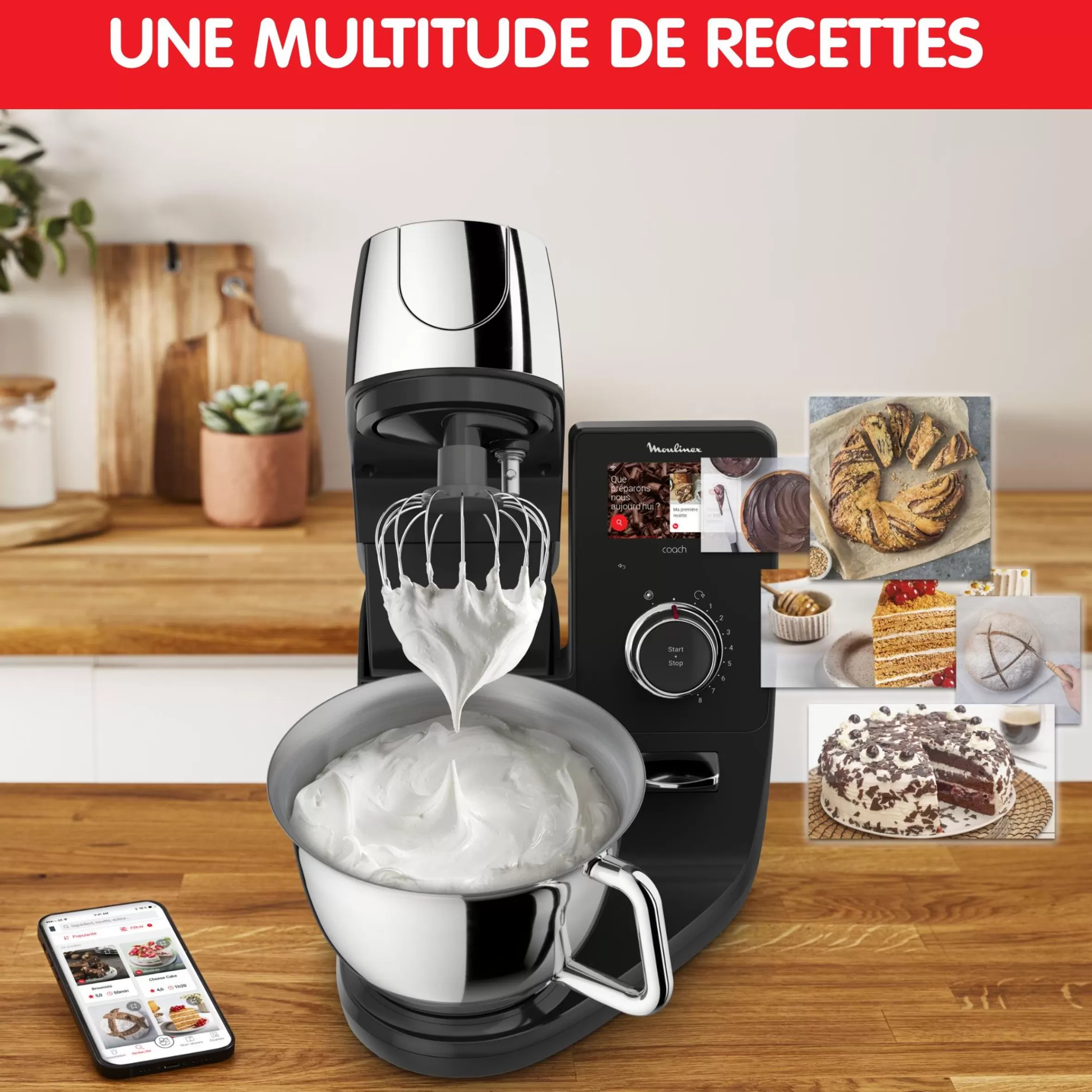 I-Coach Touch, Robot Patissier Connecte, 21 Programmes, Coaching Sur L'Ecran, Balance-Moulinex New
